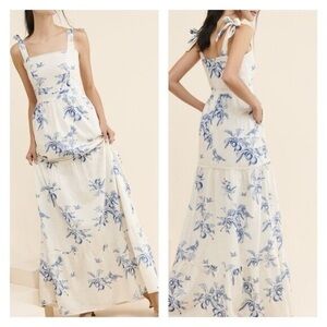 Agua Bendita Anthropologie Celestine Blue White Maxi Dress 2X
